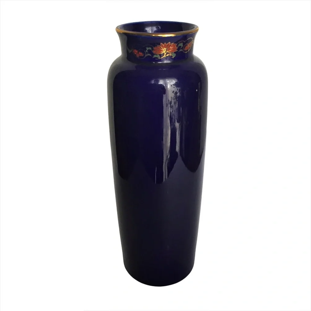 Vintage Kutani Cobalt Blue Pheasants Vase